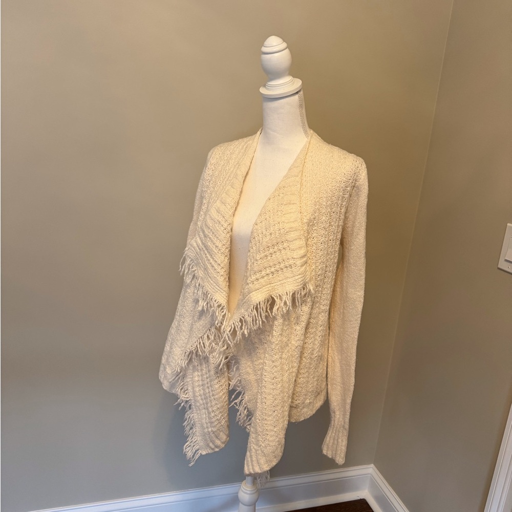 NWOT Thick Cream Fringe Cardigan